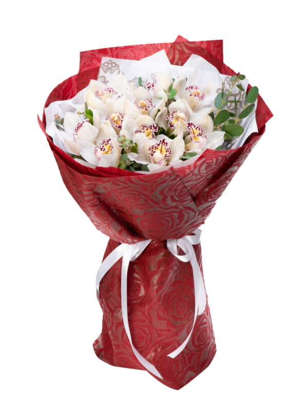 Pure Elegance – White Orchid Bouquet